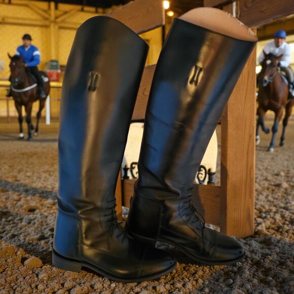 EFFINGHAM Bond Co. 200M Black Leather Equestrian Riding Boots Size 8.5 WC - Picture 2 of 13